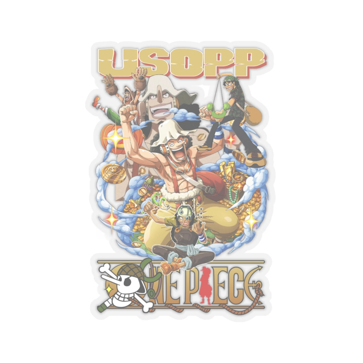 Usopp’s Legendary Collage Sticker – The Sniper King’s Greatest Hits!