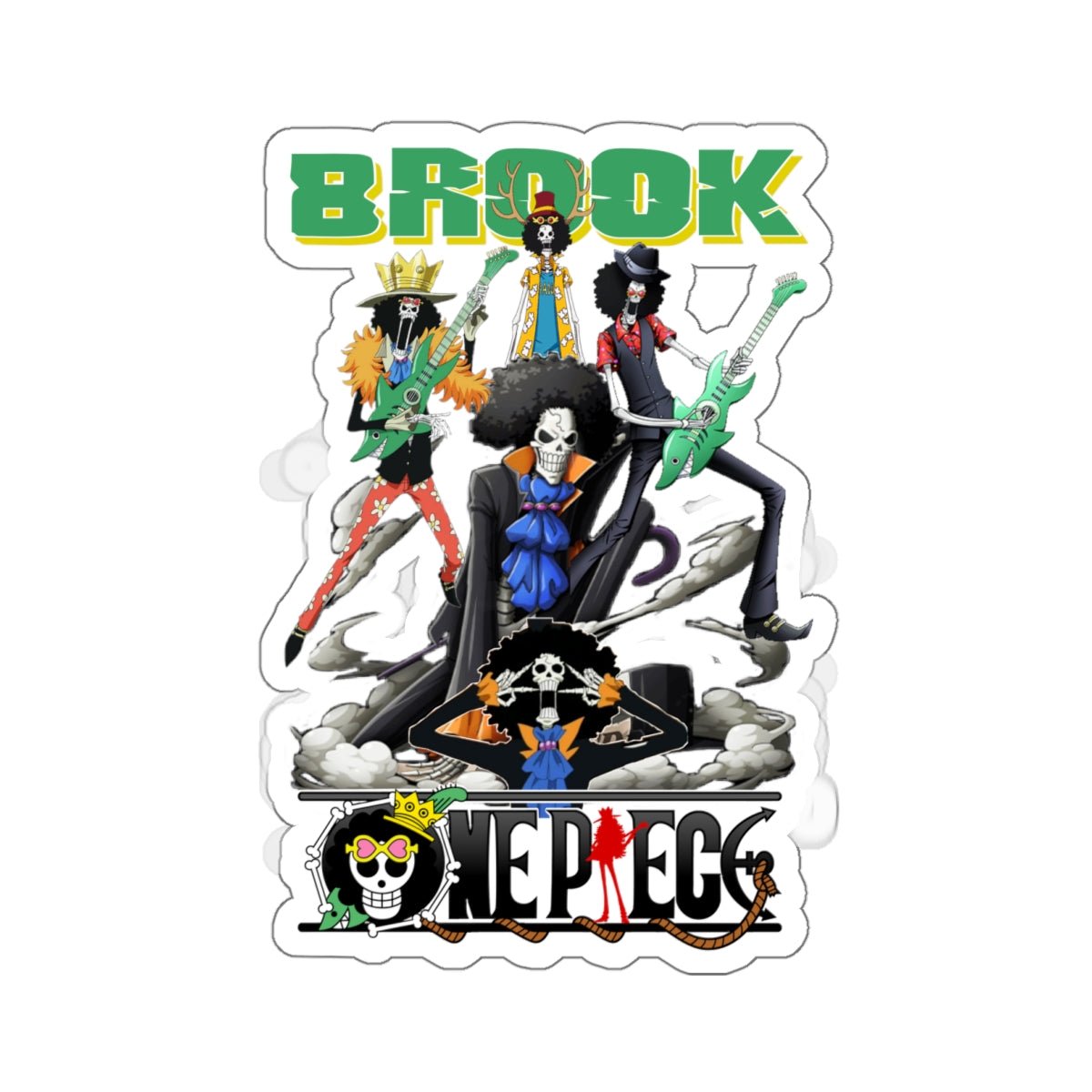 Brook One Piece Kiss - Cut Sticker - Premium Vinyl for Anime Fans - AnimeKraf.com