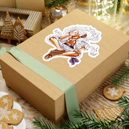 Monkey D. Luffy Gear 5 Mode Kiss - Cut Sticker – Iconic Sitting Pose - AnimeKraf.com