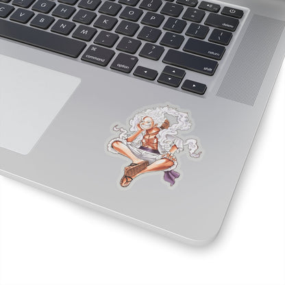 Monkey D. Luffy Gear 5 Mode Kiss - Cut Sticker – Iconic Sitting Pose - AnimeKraf.com